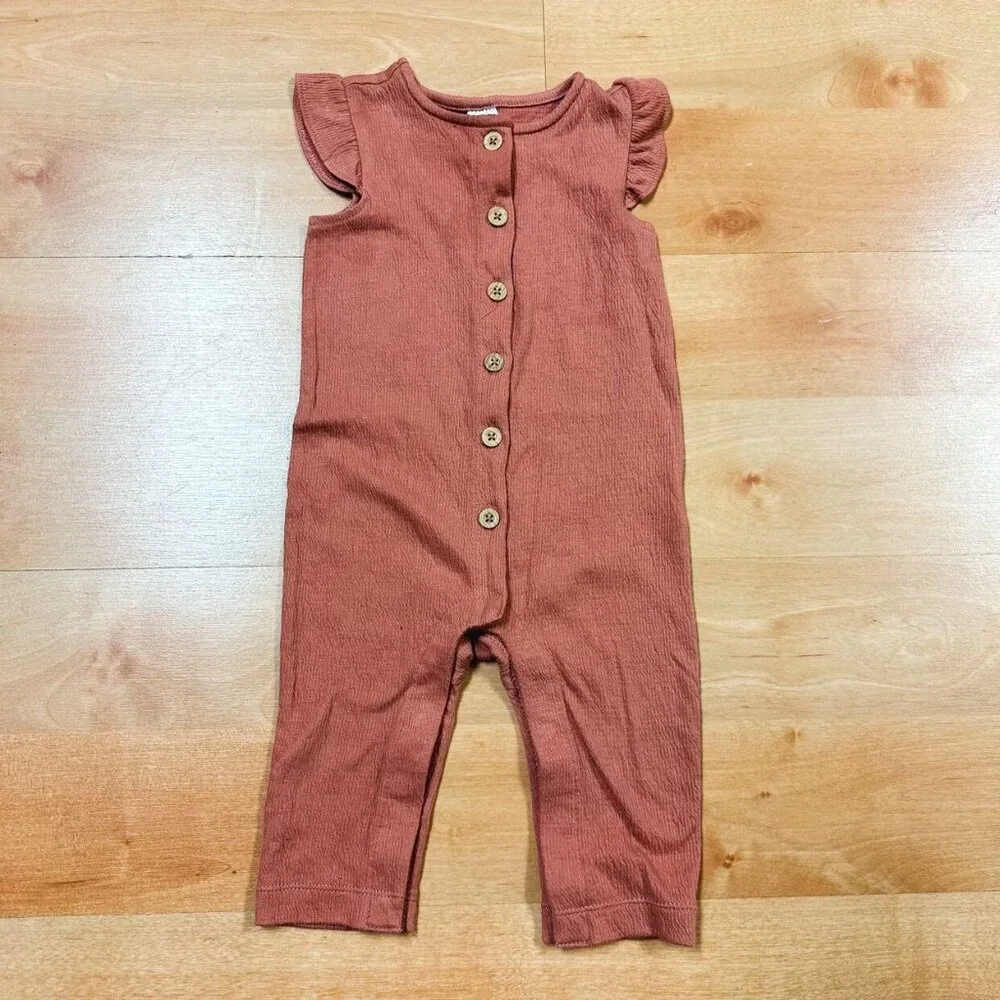 Carters Dusty Pink Ruffle Sleeve Romper & Headband Size 6M